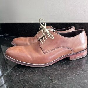 Cole Haan Williams Plain Toe Leather Oxford Brown Tan Dress Shoes Sz 9.5 C12206